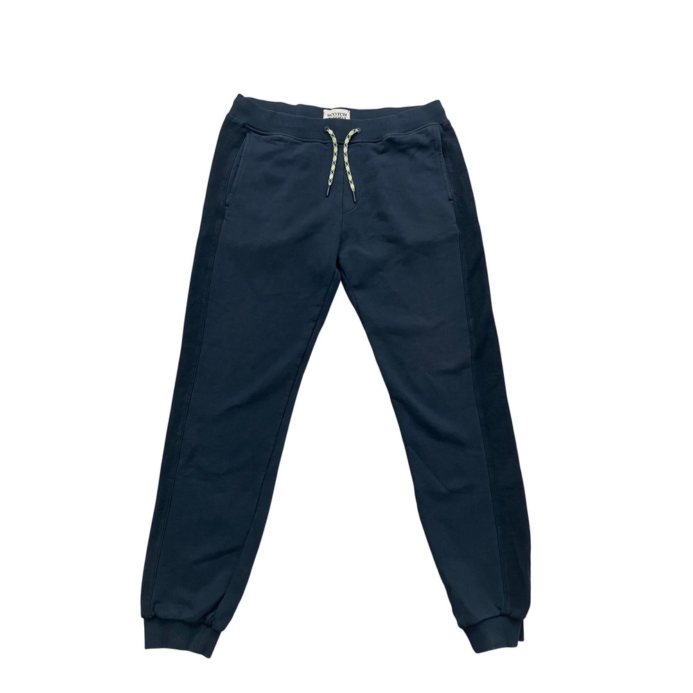Scotch & Soda Amsterdam Men Navy Blue French Terry Jogger Sweatpants Side Stripe